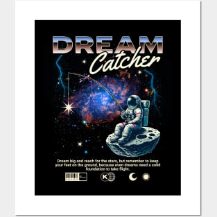 Astronaut Dreams: Star Fishing on Lunar Surface - Space Tee Posters and Art